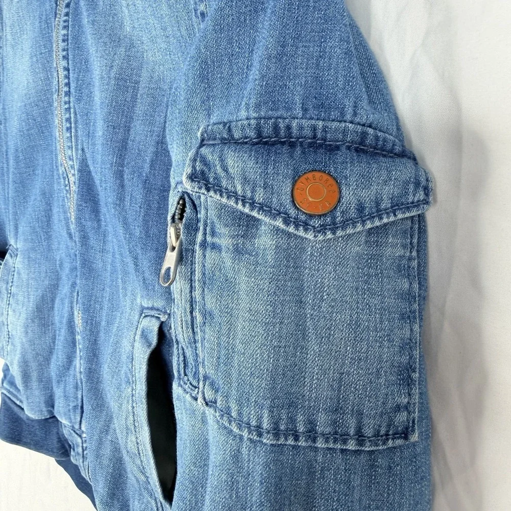 Gymboree Boys Bomber‎ Jacket Full Zip Denim Washed Jeans Blue Size-M 7-8) VTG